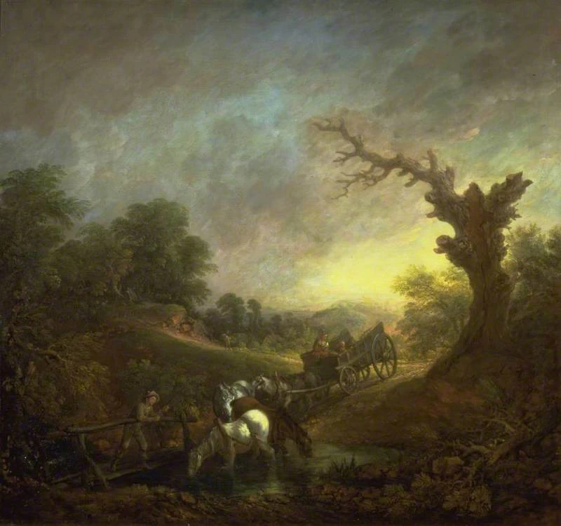 Tramonto, cavalli da tiro che bevono a un ruscello - Tate Britain, Londra